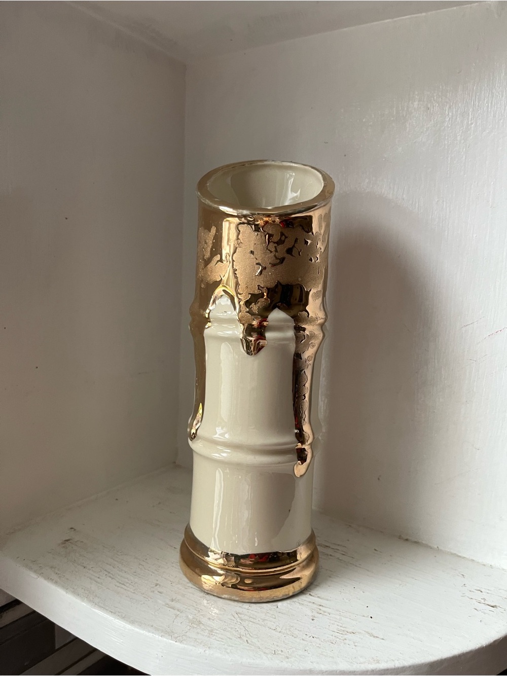 Vintage Savoy Weeping Gold Bamboo Vase